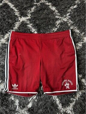 Vintage 80s Adidas Trefoil Nebraska Huskers Mesh Gym Shorts Red Mens XL
